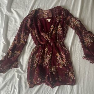 Francesca’s Burgundy Floral Romper